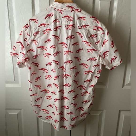 J.CREW Mercantile Flex Lobster Print Seinfeld Cosmo Kramer Button Shirt SZ L - Picture 2 of 6